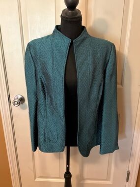 Teal Women's Collarless Jacket - Brand cold water Creek